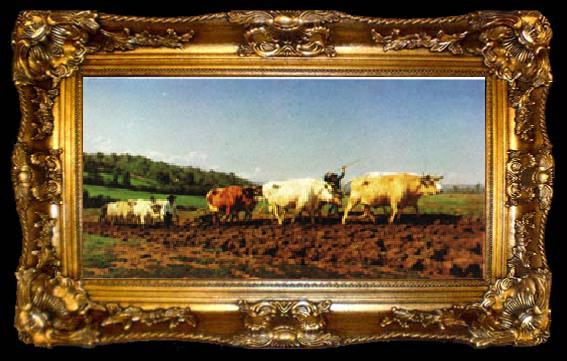 framed  Rosa bonheur Plowing in the Nivernais;the dressing of the vines, ta009-2